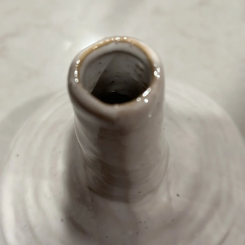White Ceramic Pointed Top Organic Vase / NEW